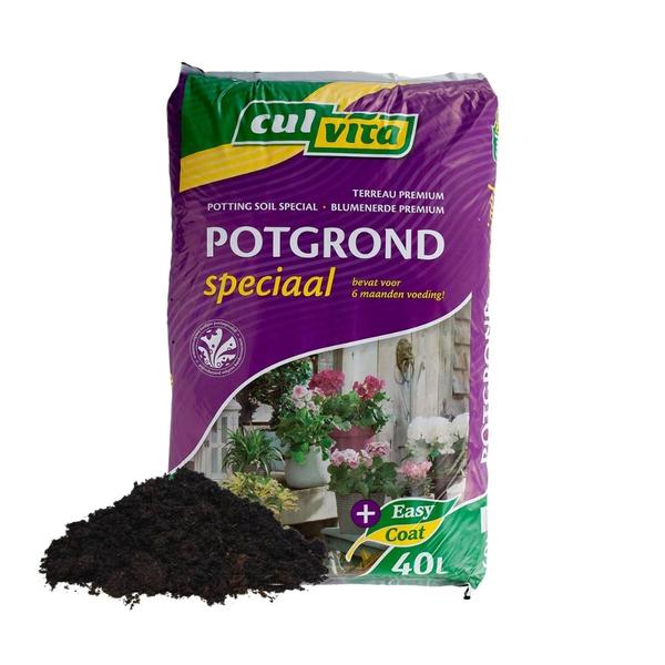 Culvita – Potgrond speciaal met 6 maanden voeding 40 liter – Premium grond voor kamerplanten & buitenplanten – inclusief EasyCoat plantenvoeding