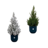 Kerstboom + Kerstboom met sneeuw inclusief elho Vibes Fold Round blauw Ø22 – 60 cm