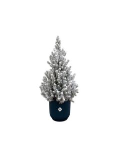 Combi deal – Picea Glauca met sneeuw (kerstboompje) inclusief elho Vibes Fold Round blauw Ø22 – 60 cm