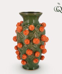 Vase aus Stein M – ↕ 38 cm, Ø 24 cm – Grün – Mandarine