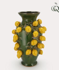 Vase aus Stein M – ↕38 cm, Ø24 cm – Grün – Zitrone