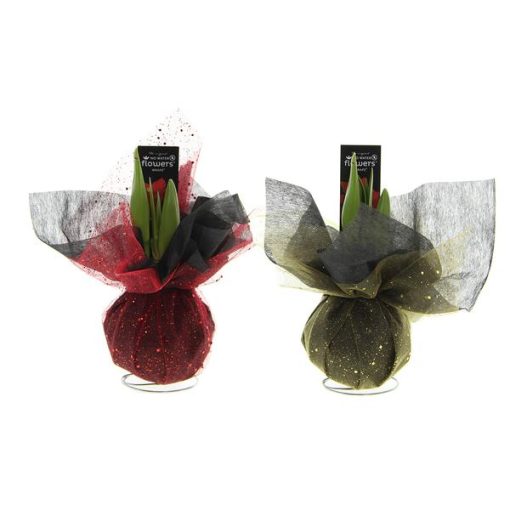 No Water Flowers® (wax amaryllis) | Wrapz Mix (2 pack) + Red flower – Bild 4