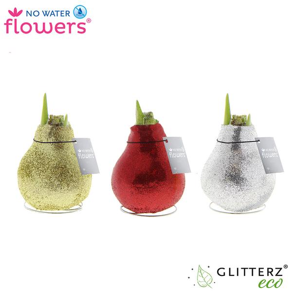 No Water Flowers Glitterz Goud / Rood / Zilver – 3 Stücke – Ø7 cm – ↕15 cm